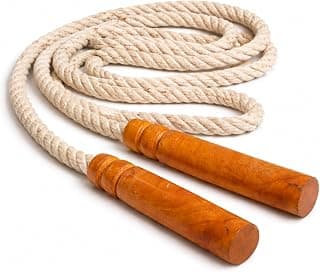 Wooden Handle Skipping Rope with Cotton Cord | Classic Fitness Jump Rope for Exercise, Cardio & Kids Play | Durable & Lightweight