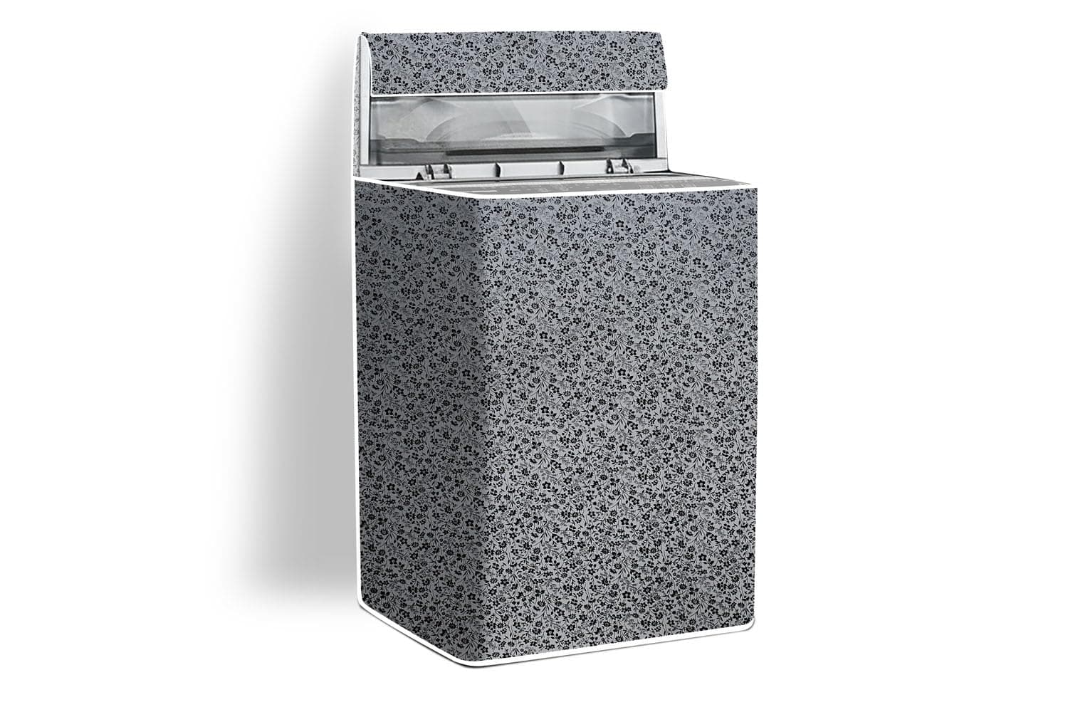 Stylista Washing Machine Cover Compatible for LG 7.0 Kg 5 Star Smart Inverter Fully-Automatic Top Loading Washing Machine T70SKSF1Z, Floral Pattern Darkgrey