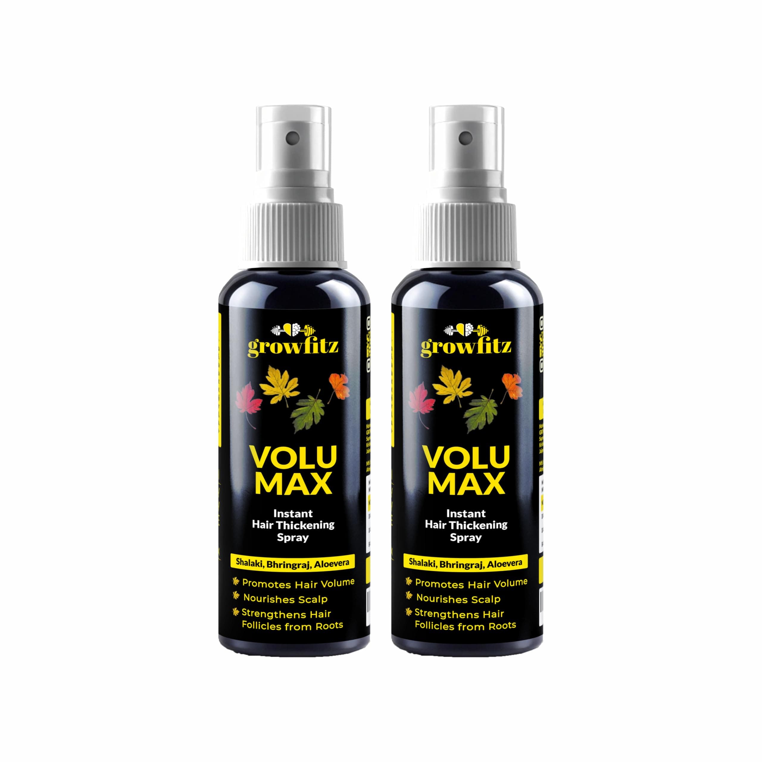 Growfitz Ayurvedic Hair Serum Spray 100 ml | Hair Protection Spray for Women & Men | 4% Anagain, 2% Baicapil, Biotin & Rice water | Shine, Smoothness & Hair Fall Protection (Pack of 2)