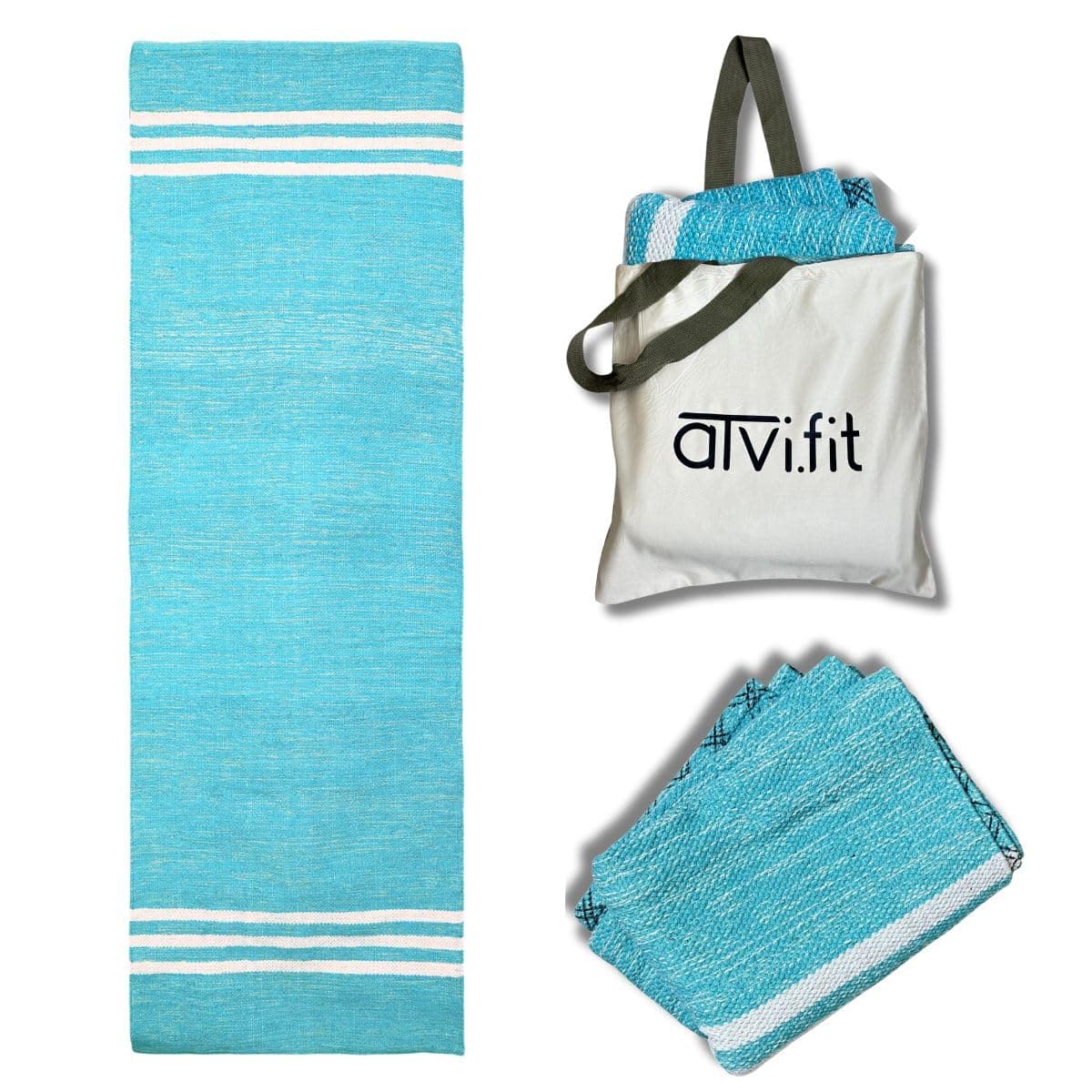 Atvi.fit Pure Cotton Anti-Skid, Machine Wash Yoga Mat, 73 Inches x 24 Inches, 5mm Thickness, Green