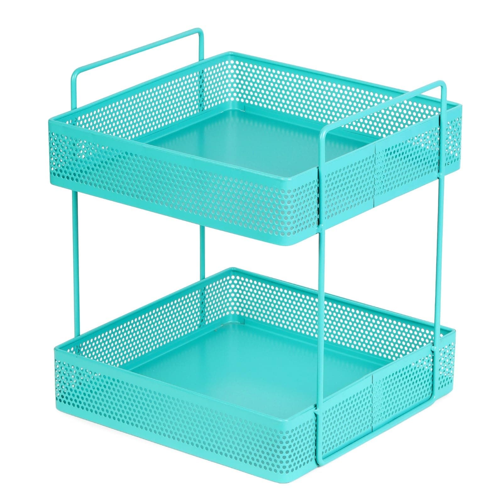 SHIOK DECOR 2-Tier Standing Spice Rack and Bathroom Countertop Organizer - Kitchen Cabinet Tray, Multipurpose Storage Shelf for Dresser, Tiered Shelf Stand for Kitchen, Bathroom - Cyan Blue
