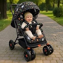 Umbo Baby Stroller Pram for 0-3 Years 5 Point Safety Harness,360° Swivel Wheel Stroller (Black)