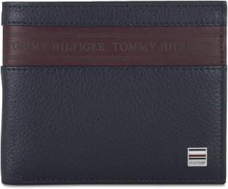 Tommy Hilfiger Men's Global Coin Wallet Emery - Navy+Wine | 1 Coin Pocket | 2 Compartments | 4 Cards Slots | Stylish Men's Leather Wallet