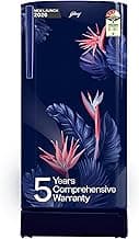 Godrej 183 L 3 Star 5 Years Comprehensive New Launch | Toughened Glass Shelves | 24 Day Farm Freshness | Jumbo Vegetable Tray | Single Door Refrigerator (RD R190CN THF FR BL, Floral Blue)