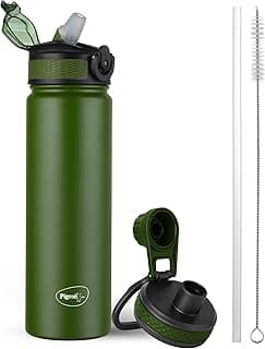 Pigeon by Stovekraft Rush Thermos Stainless Steel Sipper Flask 675ml with Straw,Cleaner and Additional Screw Cap| 24 Hours Hot and Cold|Ideal Usage for Office Men/Women|School/College|Travel|Green