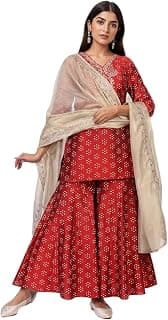 W for Woman Metallic Embroidered Bandhani Straight Kurta