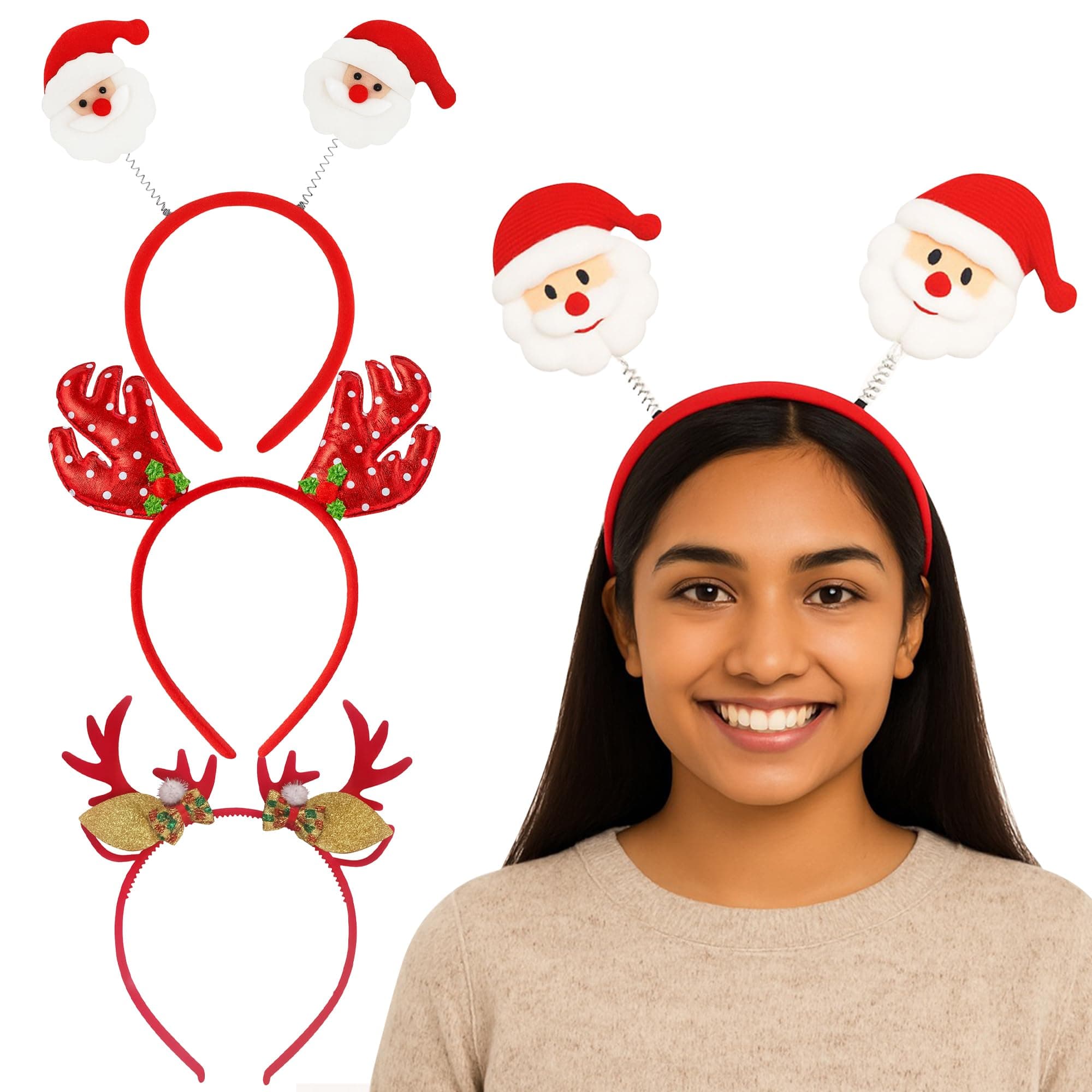Zivvy Festive Hair Band (Pack of 3) | Cute Light-Up Hair Accessories for Kids & Girls | Party Headband for Birthdays, Dance, Night Events & Dress-Up | Christmas Gift for Kids