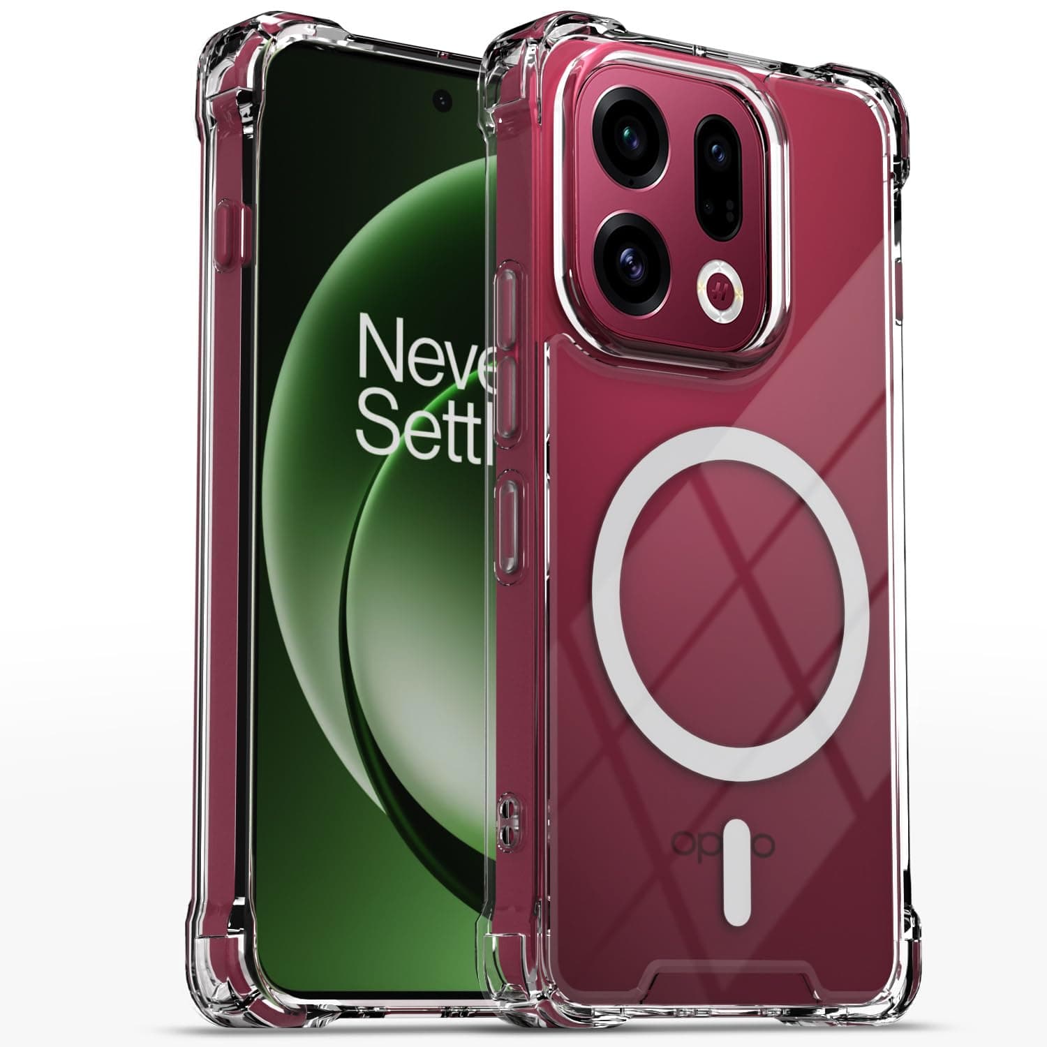 Amazon Basics Back Cover for Oppo Find X9 5G Mag-Safe Shockproof PC + TPU Protective Case Magnetic Support Bumper Case (Transparent Mag-Safe)
