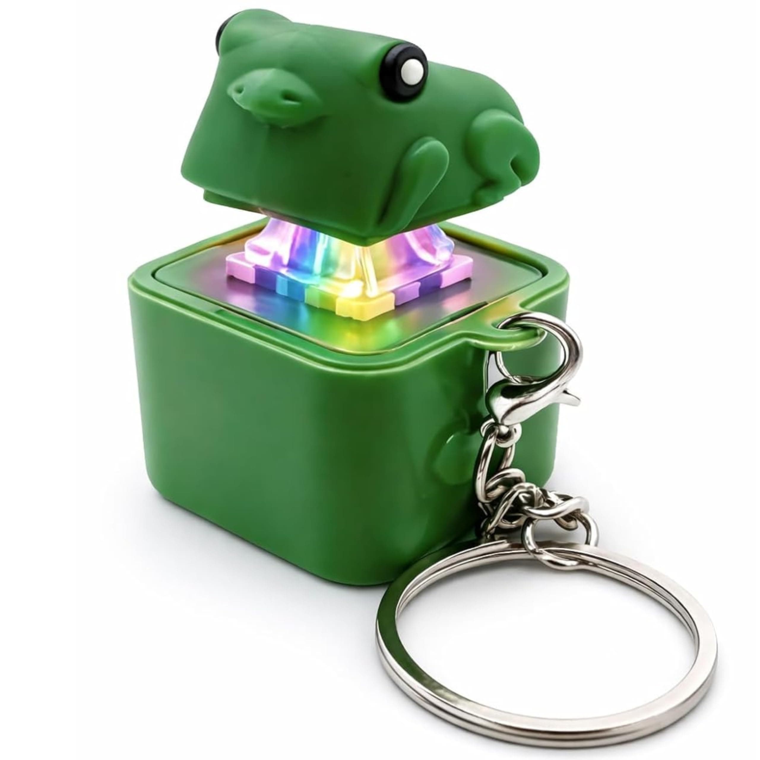 IMAGINEVILLE Frog Sound Keychain – CUTE & FUNNY Croaking Battery Frog Key Ring for Kids, Bags, Car Keys, Gifting | Portable Funny Animal Toy Keychain