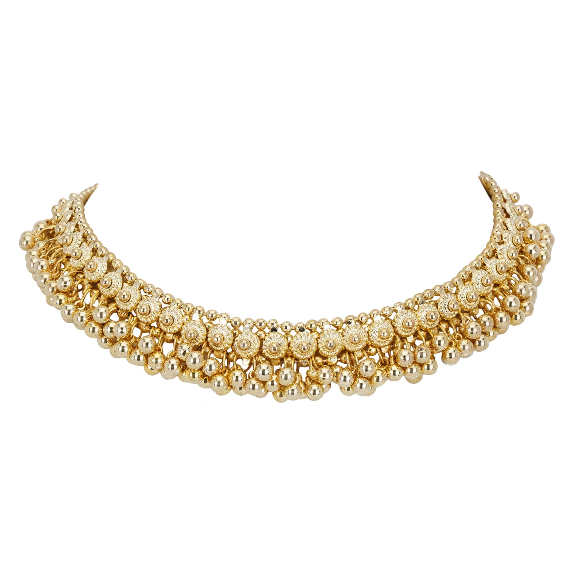 Shreyadzines Traditional German Silver Boho Designer Oxidized Silver Ghungroo Statement Choker Necklace for Girls & Women.