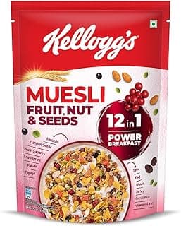 Kellogg's Muesli Fruit Nut & Seeds | 12 In 1 Power Breakfast | No Maida No Palm Oil | India's No 1 Muesli | 500g