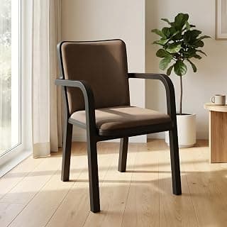 Nilkamal Luxe Full-Back Cushioned Plastic Arm Chair | Stackable Chair | for Home, Living Room, Office, Outdoor, Balconies | Season Rust Brown & Dark Beige