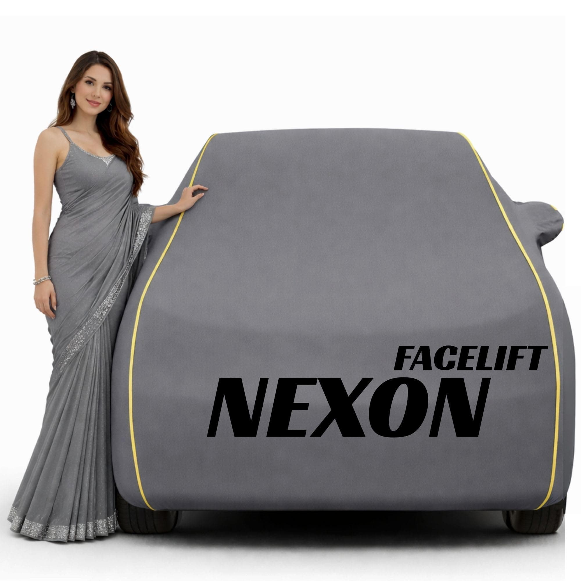 Cool-Cover Grey 100% Waterproof Nexon Facelift Car Cover | Polyester Car Body Covers for Rain & Sun | UV Protection, Dustproof, Scratch Resistant, Windproof, Heat Resistant, Vehicle Custom Fit