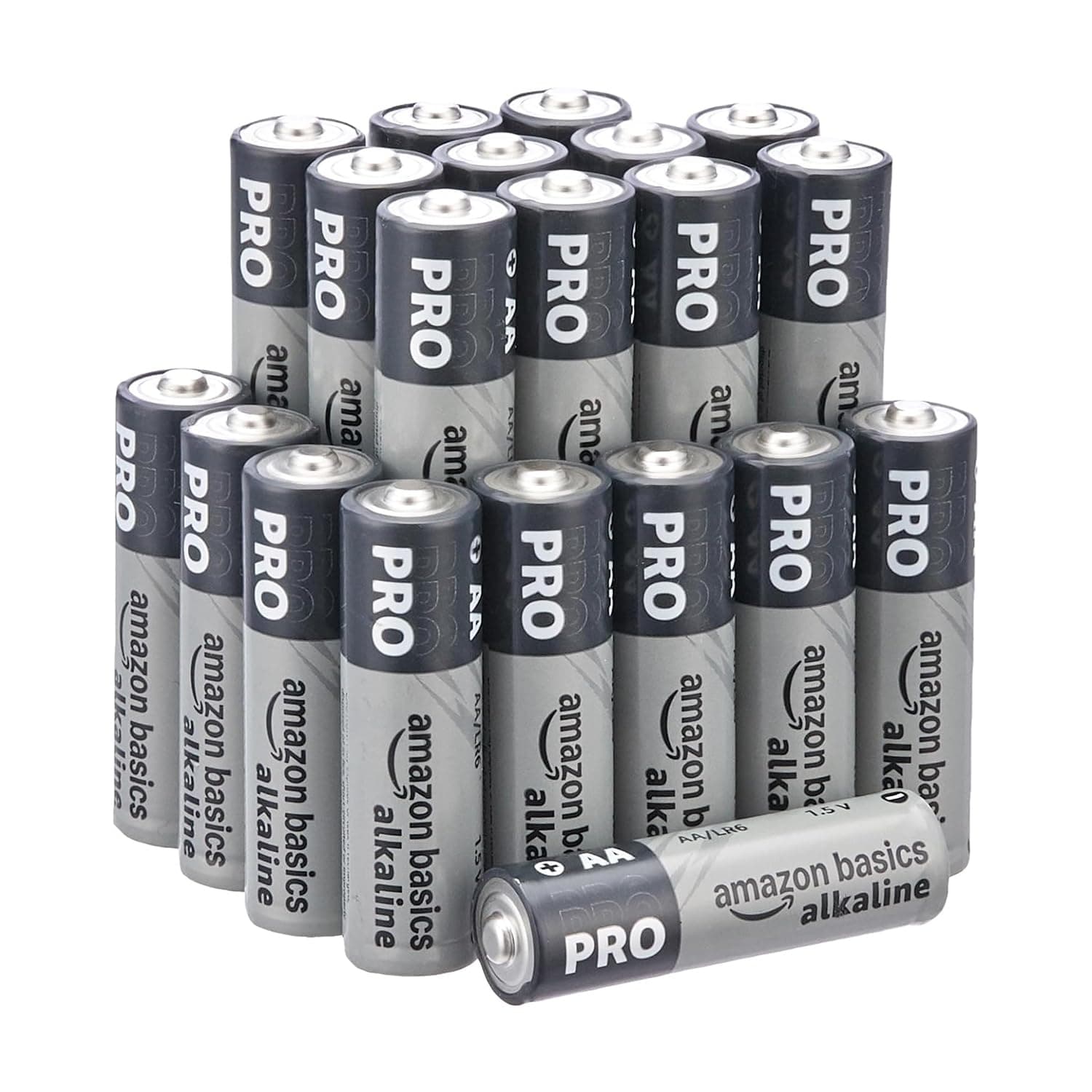 Amazon Basics Pro Series AA Alkaline Battery | Pack of 20 | for High Drain Devices | Toys, Digital Camera, Electric Toothbrush
