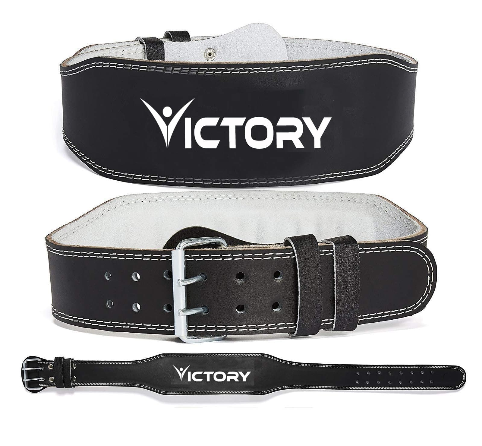 VICTORY Genuine Leather Weight Lifting Gym Belt Back Support Power Lifting Belt for Men and Women | Unisex | Adjustable Buckle | (Small (26" - 28") Inch)