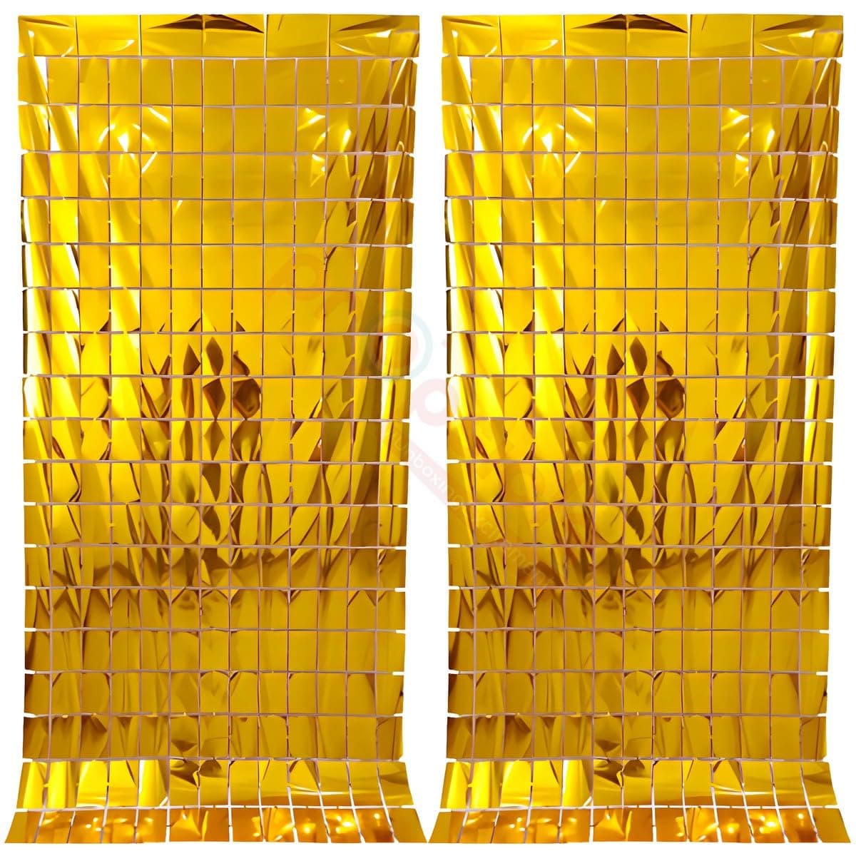 Propsicle Golden Foil Fringe Curtains 3ft x 6ft Backdrop – (Pack of 2) Square Cut Metallic Tinsel Curtain for Birthday, Anniversary, Baby Shower, Bachelorette, Bridal Shower, Photoshoot & Party Decor