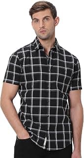 MUFTI Men's Slim Fit Casual Shirt with Spread Collar & Half Sleeve