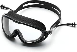 KONEX Swimming Goggles | UV Protected Big Frame Lens | Anti-Fog & Anti-Leak Soft | Effective - Black