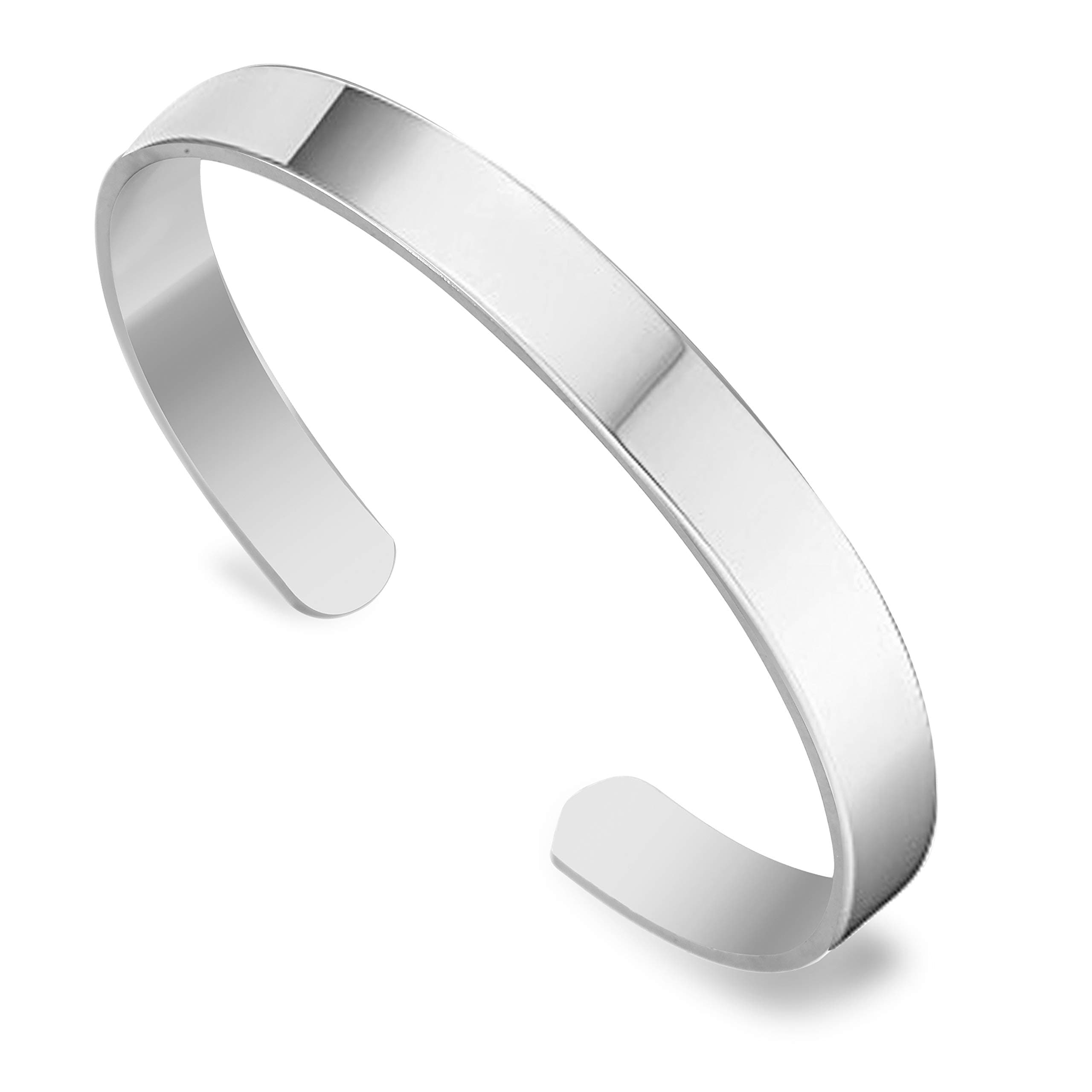 MEENAZ Silver, Stainless Steel, Copper, Brass & Alloy Plain Openable Adjustable Free Size Big Strong Heavy Bracelet for Girls & Boys (White)
