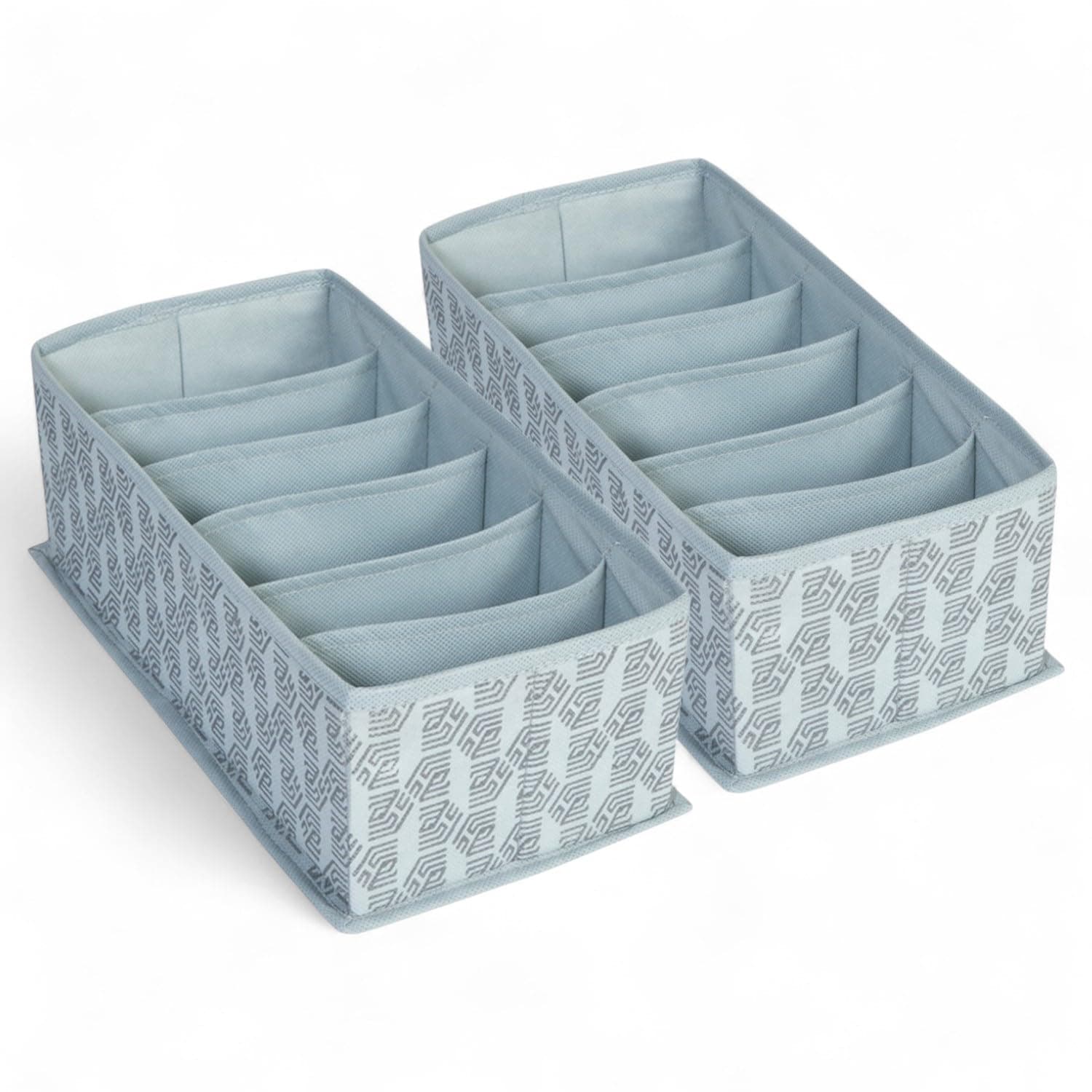 Homestrap Scarf Organizer Pack of 2 | 6-Slot Non-Woven Foldable Storage Box for Scarves, Shawls, Dupattas, Belts & Accessories | Closet Drawer Organizer | – Grey