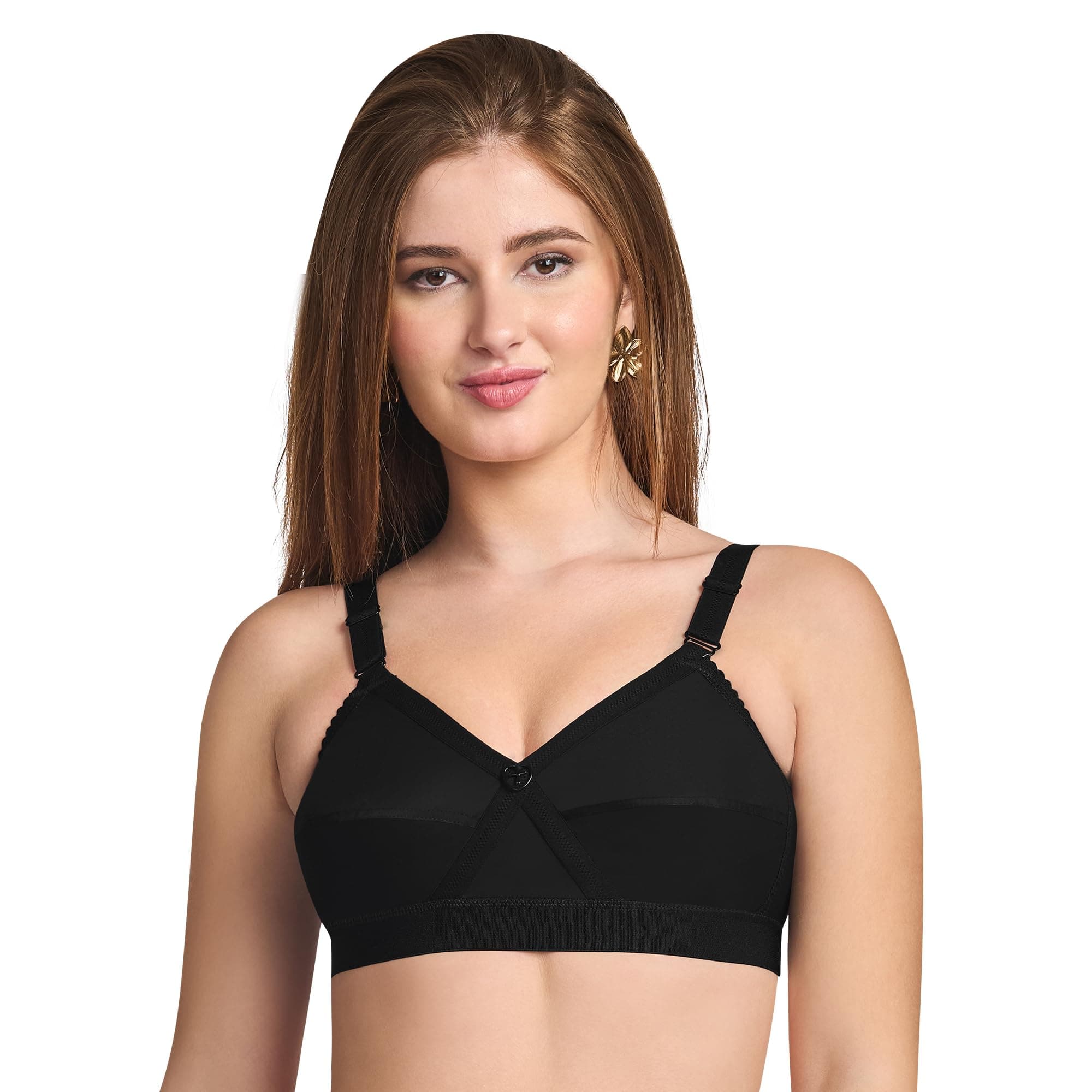TRYLO KPL Women's Cotton Non-Padded Bra Black/Black Currant/Butter SCOT/Coral/MARUN/Rasberry/Rose Gold/Nude/Sapphire/Skin/White 30 to 40 Available Cups C to I