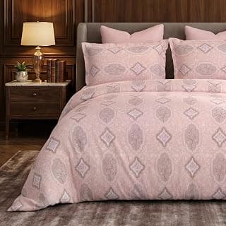 Bombay Dyeing 180 TC King Size Bedsheet with 2 Pillow Covers | 100% Pure Cotton | Large Size (274cm x 274cm) | Soft, Breathable & Durable | Florentine 7871 (Pink, King)