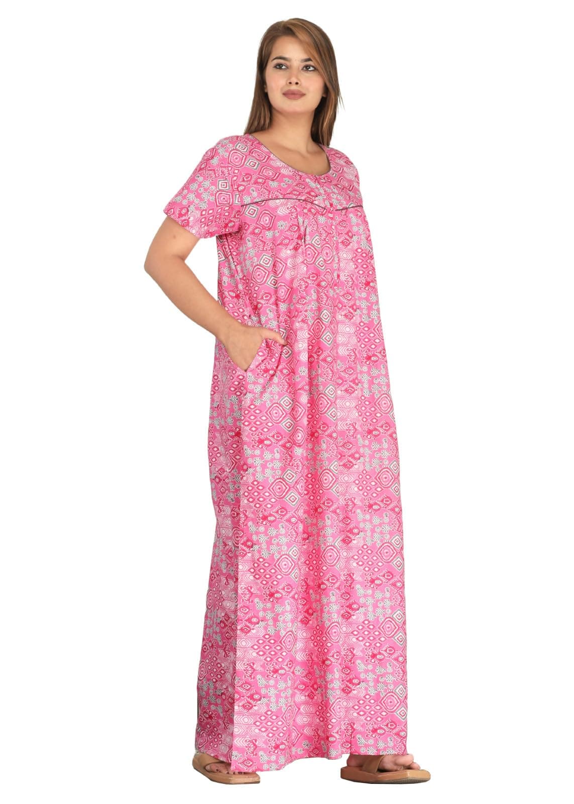 Urali® Women's Printed 100% Cotton Night Gown - S476A