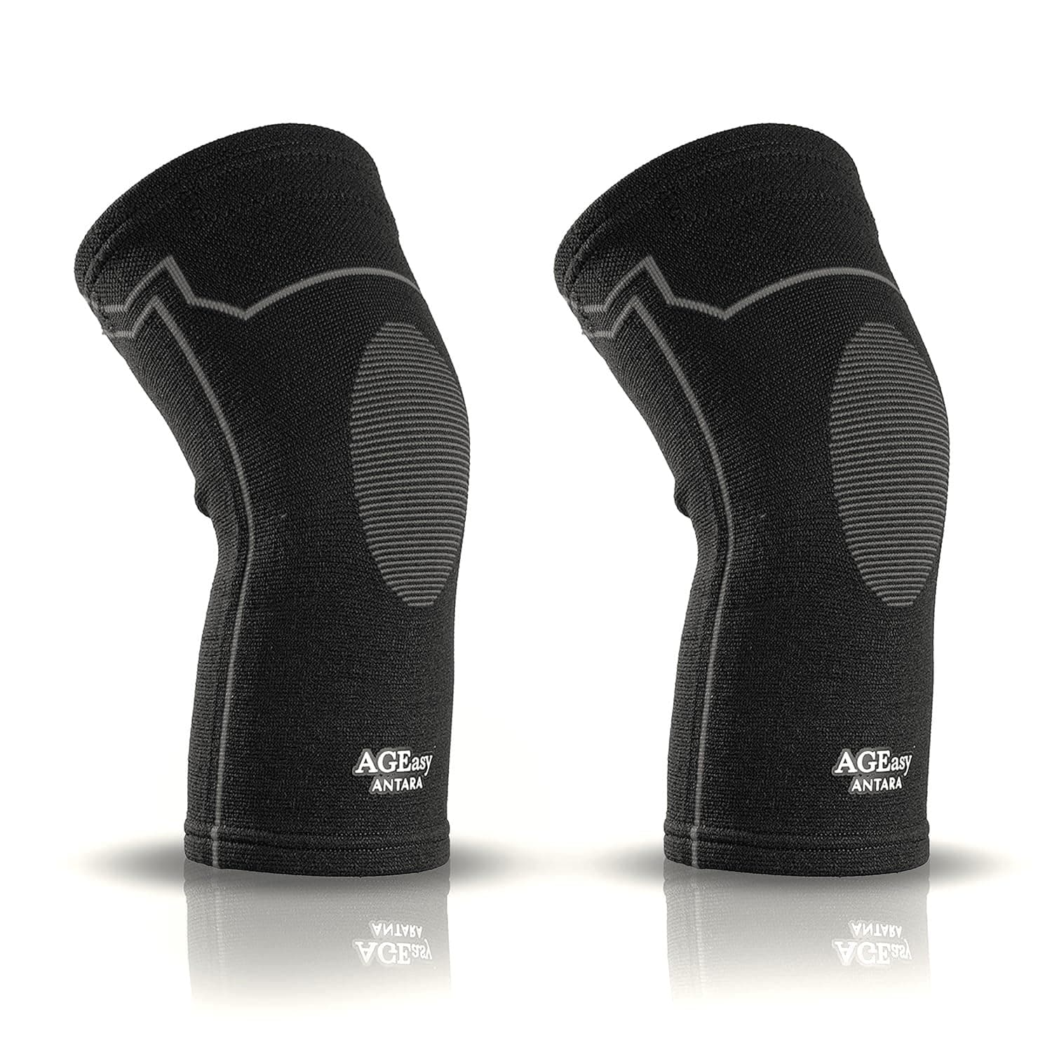 AGEasy (Max Group Knee Cap for Men & Women | Support for Gym, Sports & Pain Relief | 4-Way Stretch, Anti-Slip, Inner Cotton Lining | Knee Sleeves for Squats, Running & Cycling (Black-Grey, XXL)