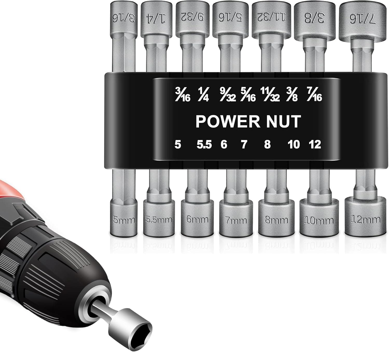 Bennort 14 Piece Power Nuts Driver Drill Bit Socket Wrench Tools Set,1/4 inch Hex Shank Nut Driver Socket Wrench Tools,Electric Screwdriver Wrench Nut setter Set,Drill Chuck Adapter For drill machine