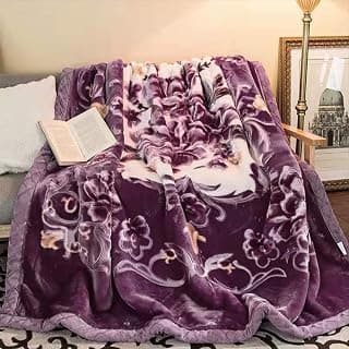 Signature Double Bed Double Layer Mink Wool Blanket for Ultimate Winter Warmth (for Heavy Winters,Reversible Blanket,Polyester),5kgs King Size,Protection Cover Free,Purple