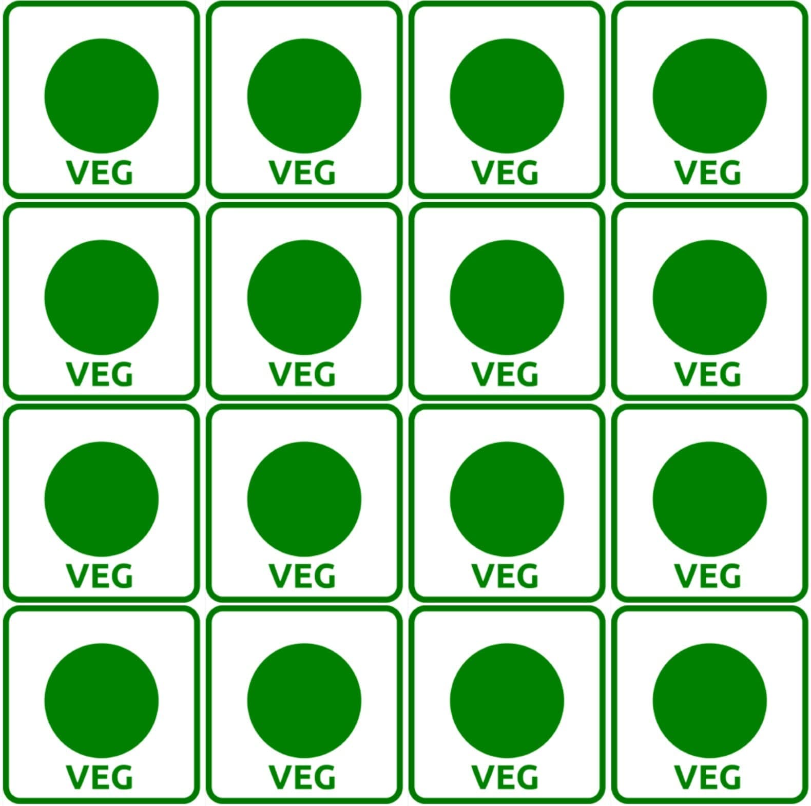 BlackDreams® Veg & Non Veg Logo with Name Small Size 25 mm (1 inch) Square, Self Adhesive Paper Labels Stickers for Food Products - Pack of 2000, Veg