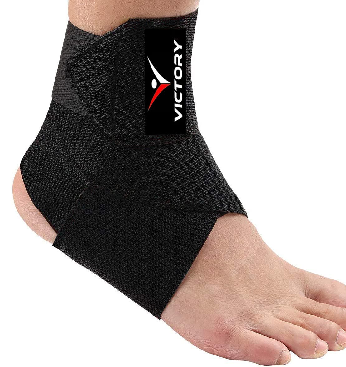 VICTORY Cotton Ankle Brace Support Compression Foot Pain Relief Ankle Support Adjustable Support Brace for Foot Care, Sprain, Injury, Swelling - Single, Free Size