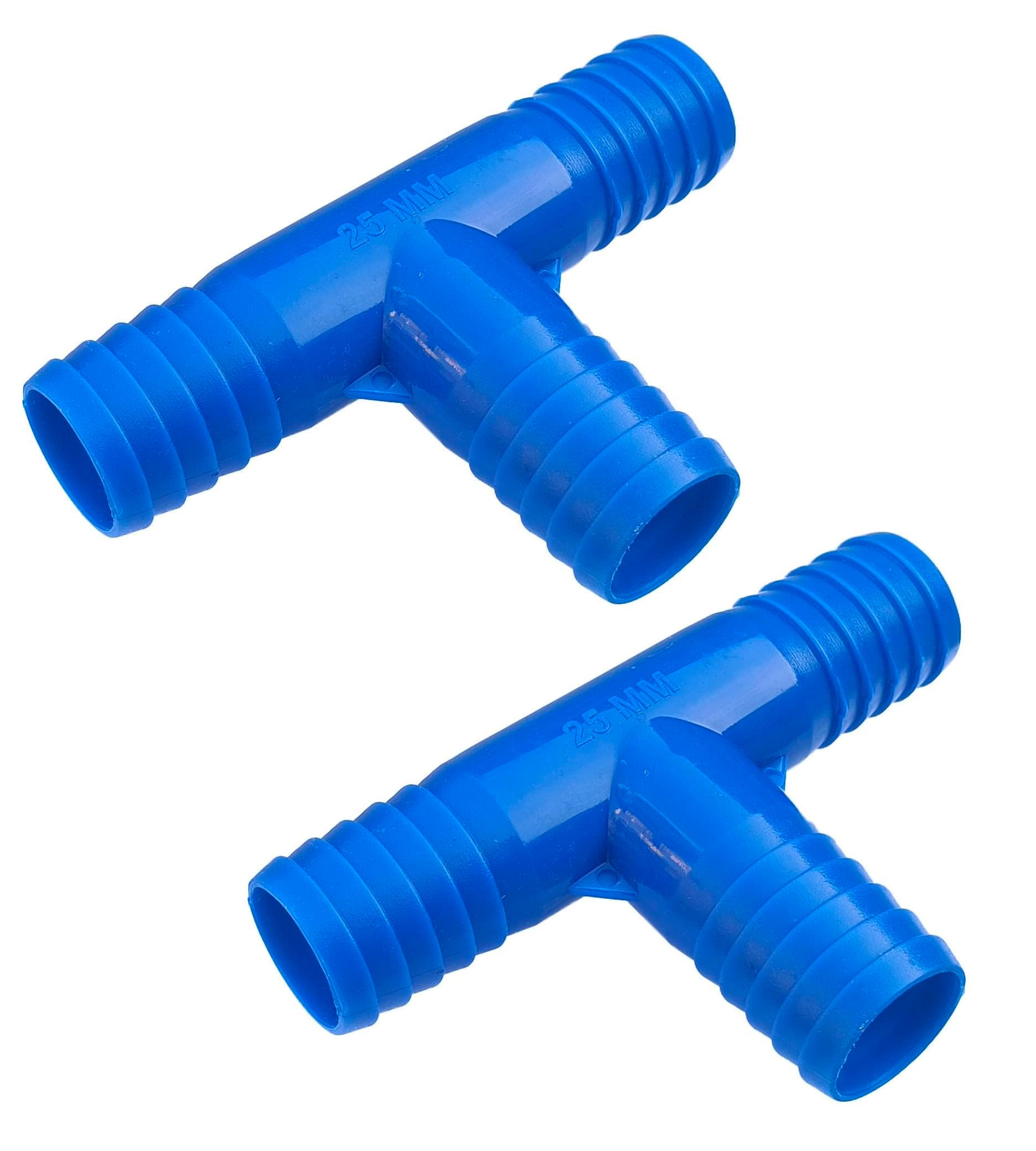 ESKSAFAR 2pc 1" inch (25mm) T-way garden pipe jointer/PVC T pipe connector/Plastic barb connector size -(1x1x1) inch for 1inch Garden pipe fitting