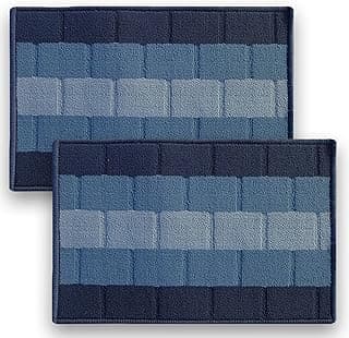 Status Contract Anti Slip Front Door Mat|(38x58cm) Living Room Rug for Entrance Door|Polypropylene Floor Mats for Home|Essential Small Rugs for Office, Bedroom & Kitchen|Blue | Set of 2