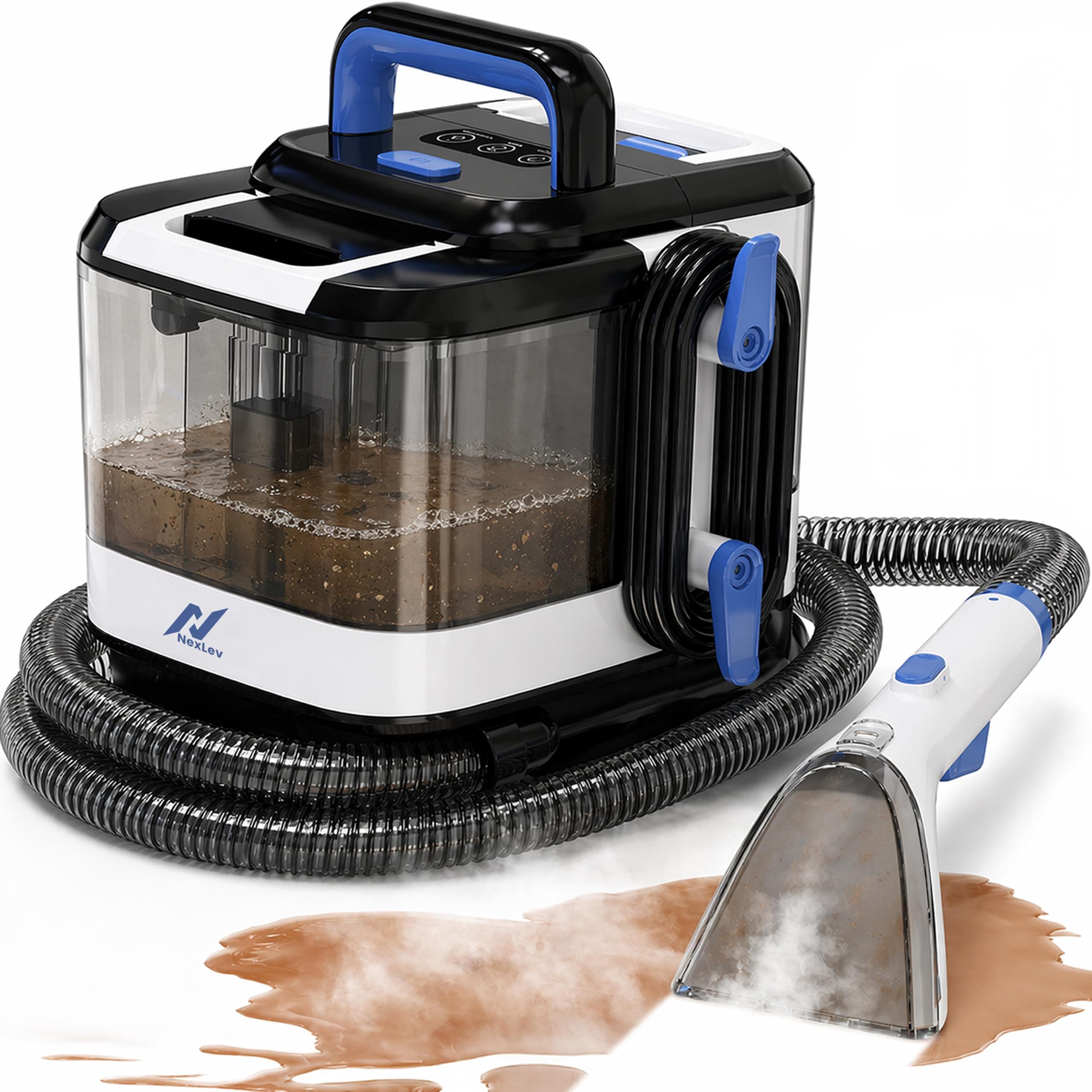 Nexlev Multipurpose Spot Cleaner Machine, Carpet Upholstery Deep Cleaner | Hot Water and Steam function | Powerful Suction | 1700 Watt | Stain Remover |13 Accessories for Home & Car
