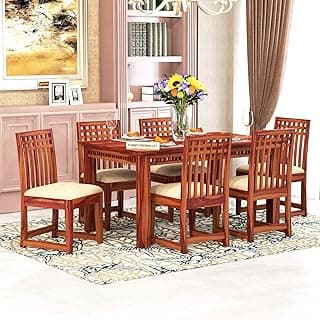 Sheesham Dining Table 6 Seater | 6 Seater Dining Set with Chairs for Dining Room | Dinning Table Honey Color
