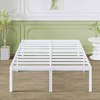 Lutown-Teen 18 Inch High 78x72 King Metal Platform Bed Frame with Under Bed Storage Space-(Powder Coated_White)