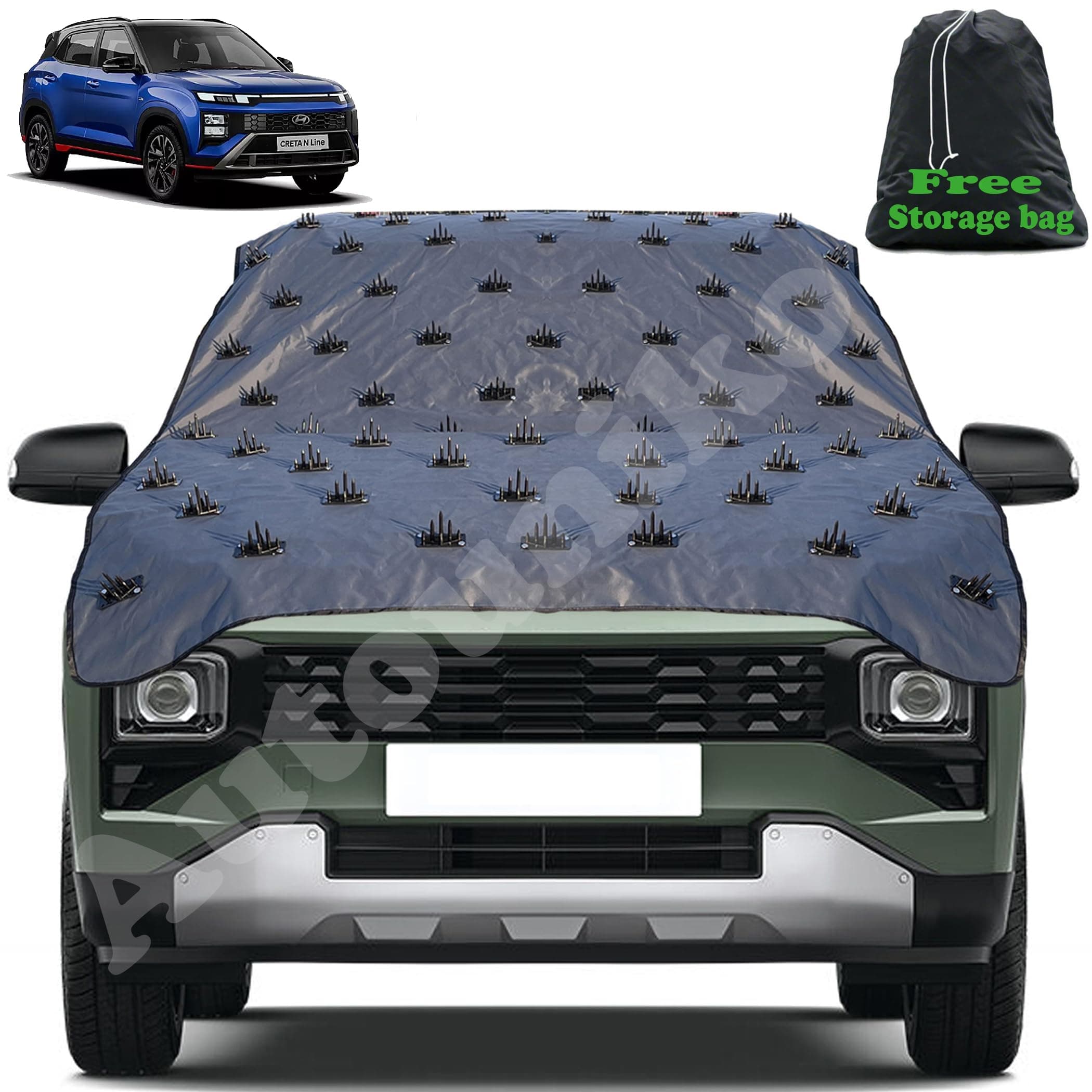 Autouniko Complete Protection Spike Car Cover for Hyundai Creta N Line 100% Protection from Street Dogs,Monkeys & Pets, Also Compatible with All Hatchback,Sedan,SUVs 13.4 Fit Universal Size