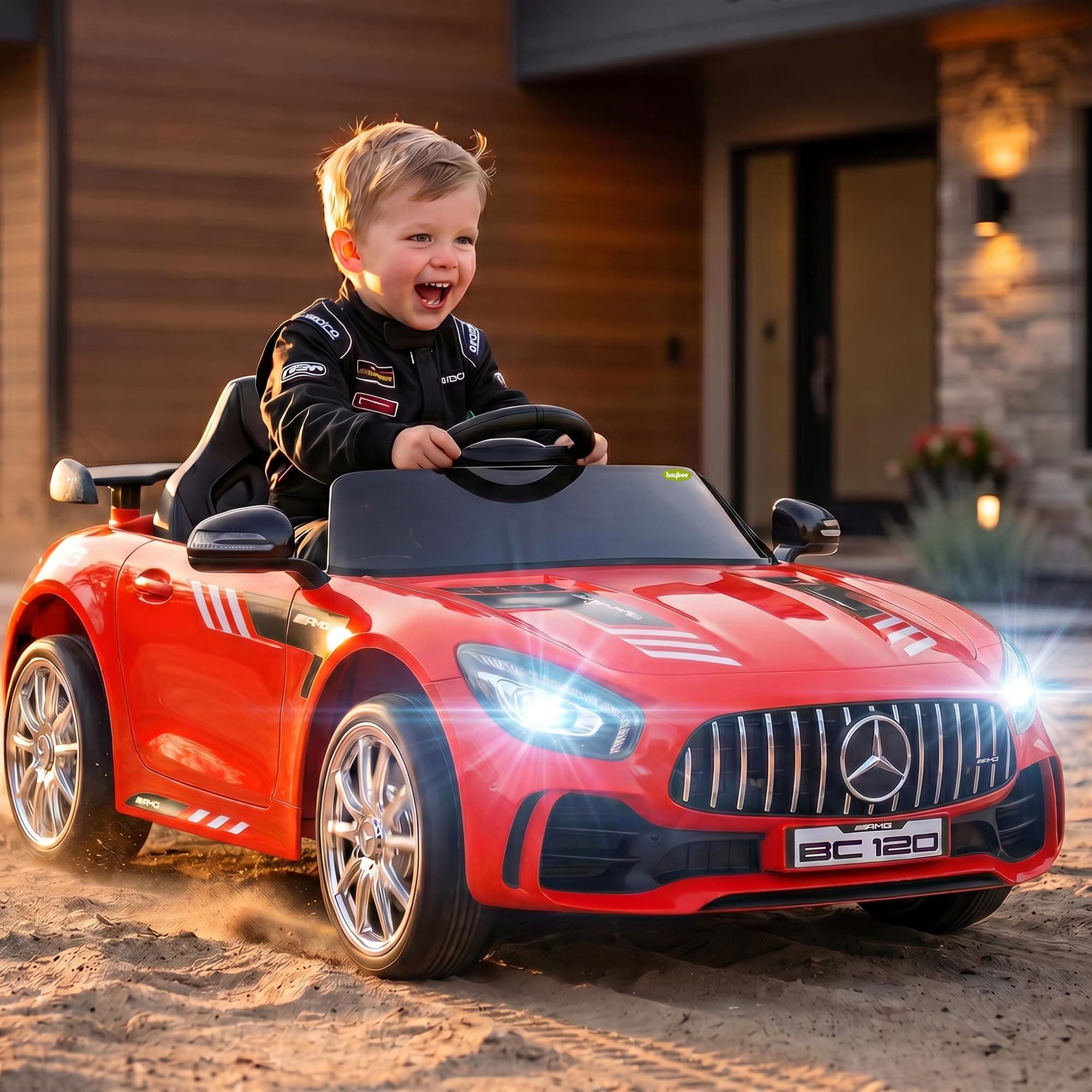 Baybee Spyder Battery Operated Car for Kids | Rechargeable Battery Car with Bluetooth & USB | Electric Kids Car with Parental Control, LED Lights & Music | Ride on Cars for Kids 1-5 Years (Red)
