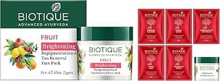 Biotique Bio Party Glow Facial Kit, 65 g And Biotique Bio Fruit Whitening And Depigmentation & Tan Removal Face Pack, 75g