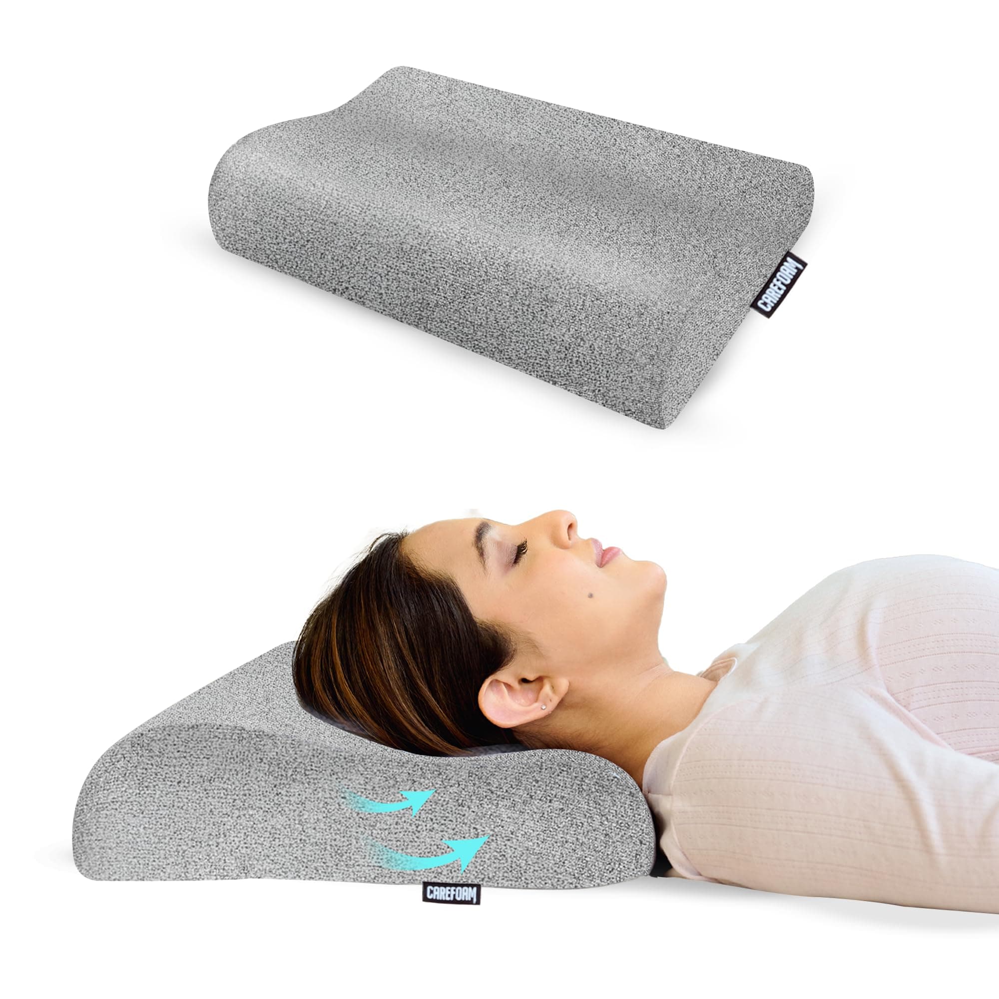 CareFoam Cervical Memory Foam Pillow for Neck Support | 2-Year Manufacturing Warranty | Orthopedic Contour Pillow for Cervical Spine Alignment & Shoulder Support | Made in India | 23 x 14 x 4.5 Inch