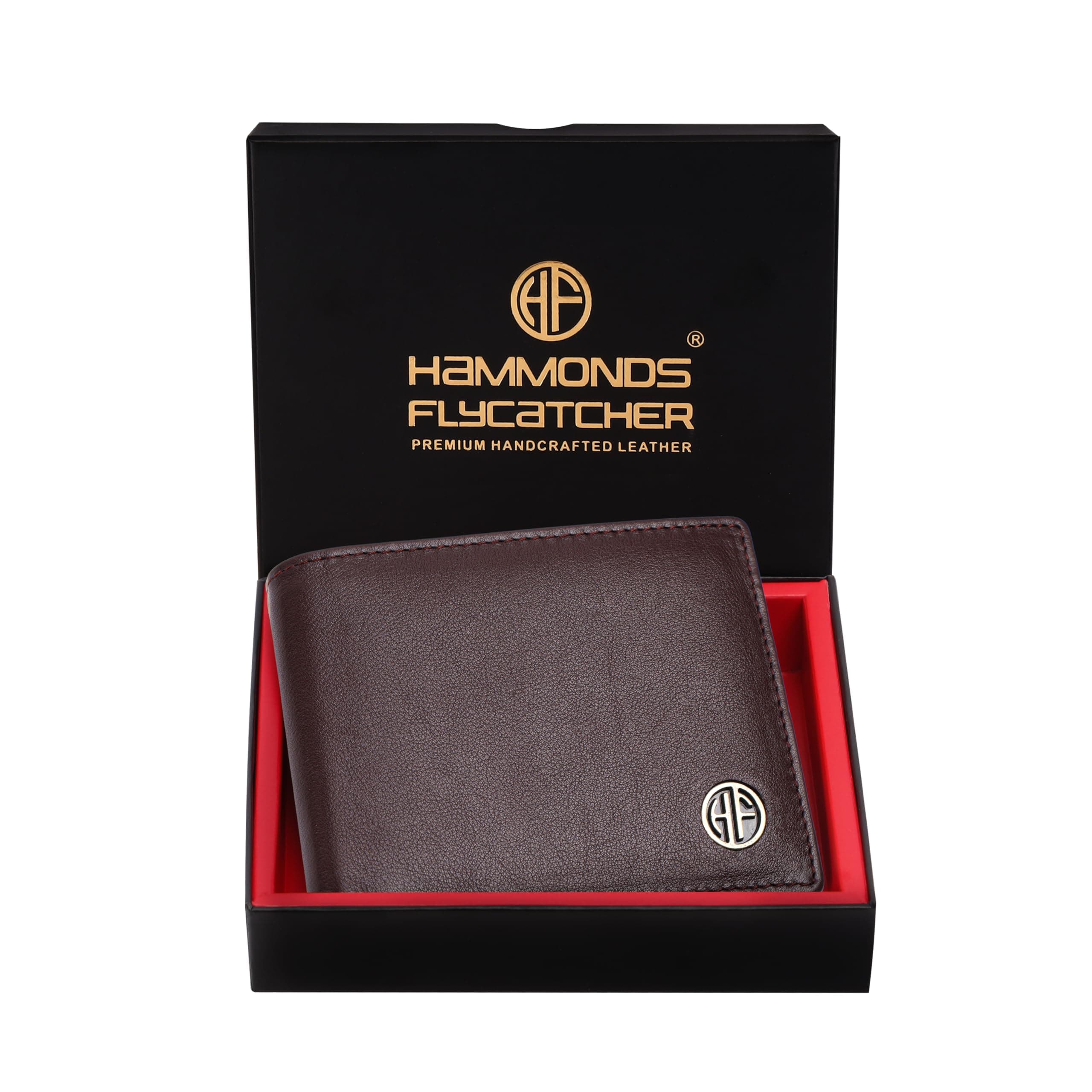 HAMMONDS FLYCATCHER RFID Protected Bi-Fold Wallet for Men Leather Original, Mens Wallet, Leather Wallets for Men, Classic Purse with 4 Card Slots, Coin Pocket, Gift for Mens - Redwood Brown