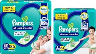 Pampers Diaper Pants, Large, 64 Count&Pampers Diaper Pants, New Baby, 86 Count