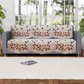 Kuber Industries (Set of 6) Stylish & Durable Cotton Sofa Covers 3 Seater | Washable Sofa Protector/Mat | Suitable Slipcover for Living Room & Office | Brown Printed Lining