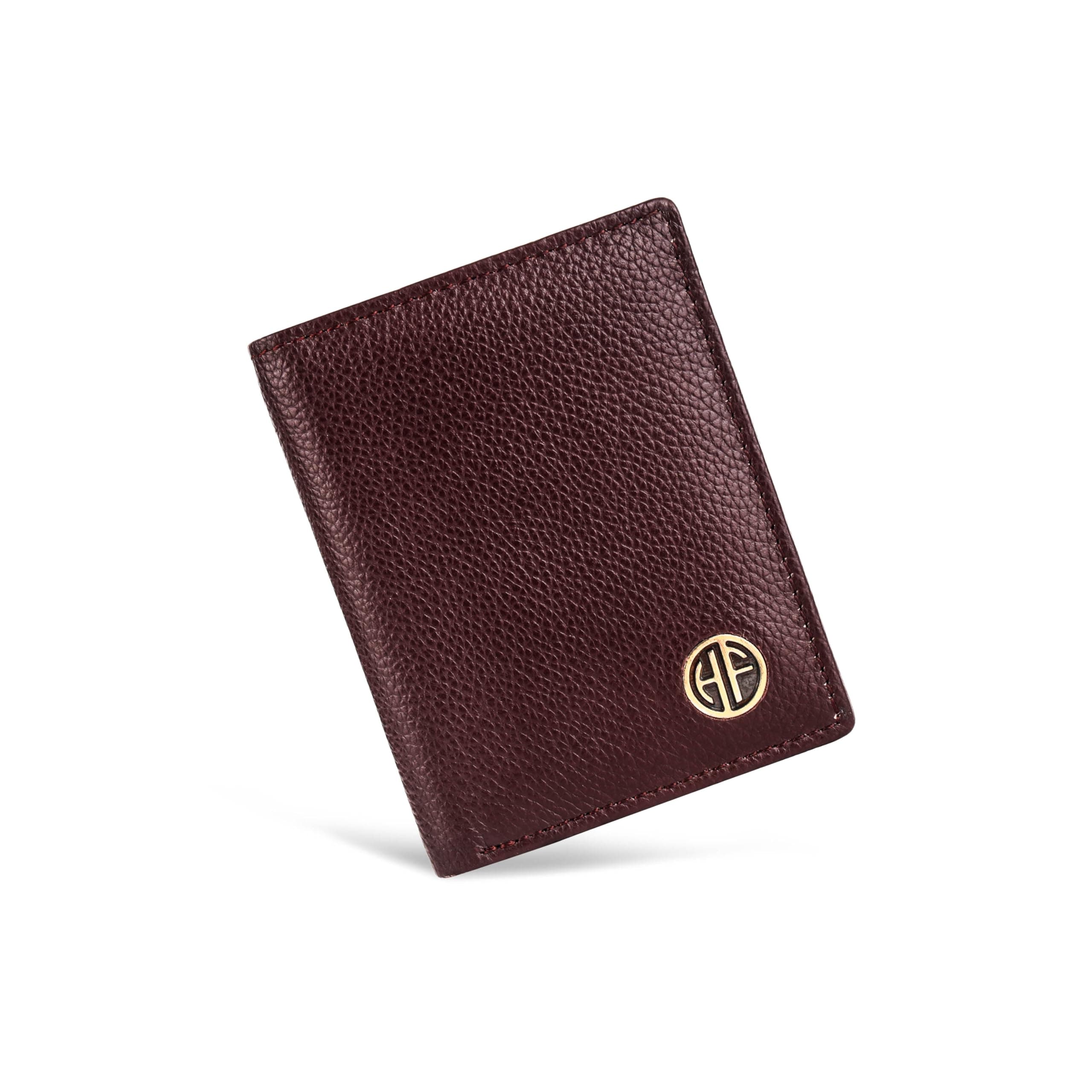 HAMMONDS FLYCATCHER Genuine Leather Card Holder Wallet for Man & Women, RFID Protected ATM/Credit Card Holder Wallet for Men with 6 Slots and 1 Currency Slot, Gift for Men - Redwood Brown
