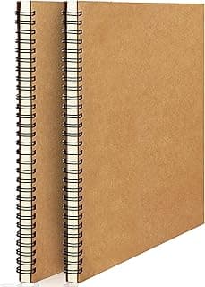 AccuPrints A5 Pack of 2 Craft Notebook, 80 leaf 160 Pages,Blank or Unruled | Travel Writing Notebook,Journal,Notepad,Sketchbook|For Students,Office College Spiral Diary