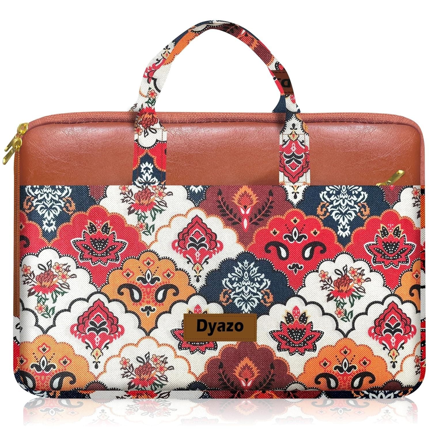 Dyazo 15-15.6 Inch Stylish Laptop Sleeve | Handcrafted Jute & Vegan Leather Case with Zipper | Lightweight and Durable Laptop Bag for Work, College & Travel for Woman