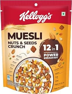 Kellogg’s Muesli Nuts & Seeds Crunch 240g | 12-in-1 Power Breakfast | No Maida | High in Fiber| India’s No. 1 Muesli | 240gm