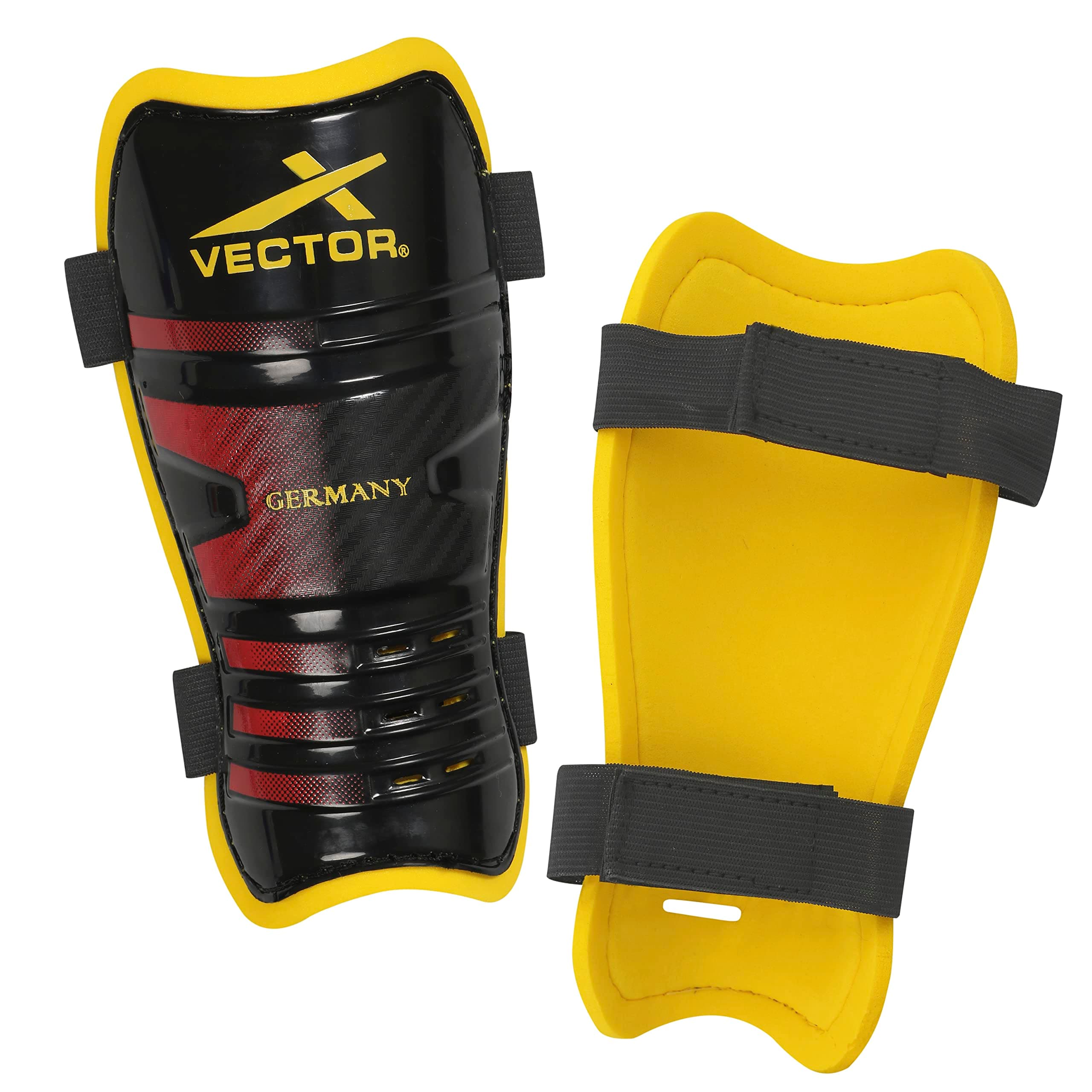 Vector X Germany Shin Guards Soccer with Adjustable Straps for Boys Girls Teenagers Adults - Comfortable and Durable