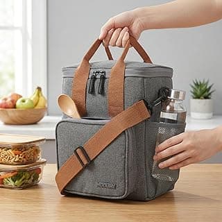 Wooum Shoulder Tiffin Bag Lunch Bag Lunch Holder Meal Container Picnic Lunch Bag with Large Capacity and Water Resistance Fabric - Meal Bag Tiffin Bag - Tgrey